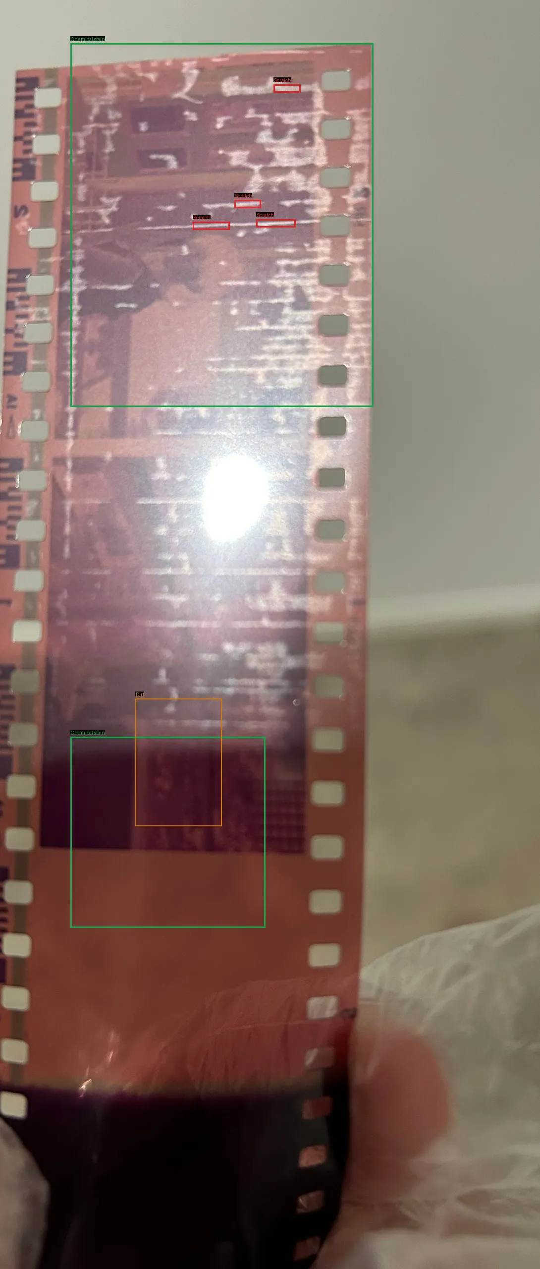 Validated overlay from Project Halide on the real 35mm negative strip